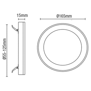 Adjustable Slim Flat Recessed / Surface Round Downlight Panel Light Fitting | LED 12W 1200lm | CCT Tri-Colour | IP44 | Satin Brass