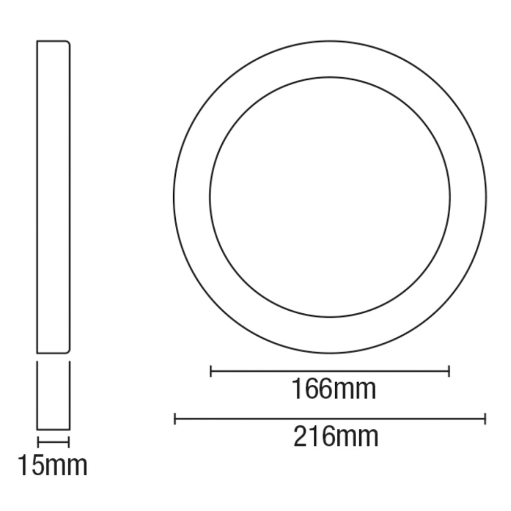 Adjustable Slim Flat Recessed / Surface Round Downlight Panel Light Fitting | LED 18W 1800lm | CCT Tri-Colour | IP44 | Black