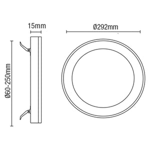 Adjustable Slim Flat Recessed / Surface Round Downlight Panel Light Fitting | LED 24W 2400lm | CCT Tri-Colour | IP44 | Chrome