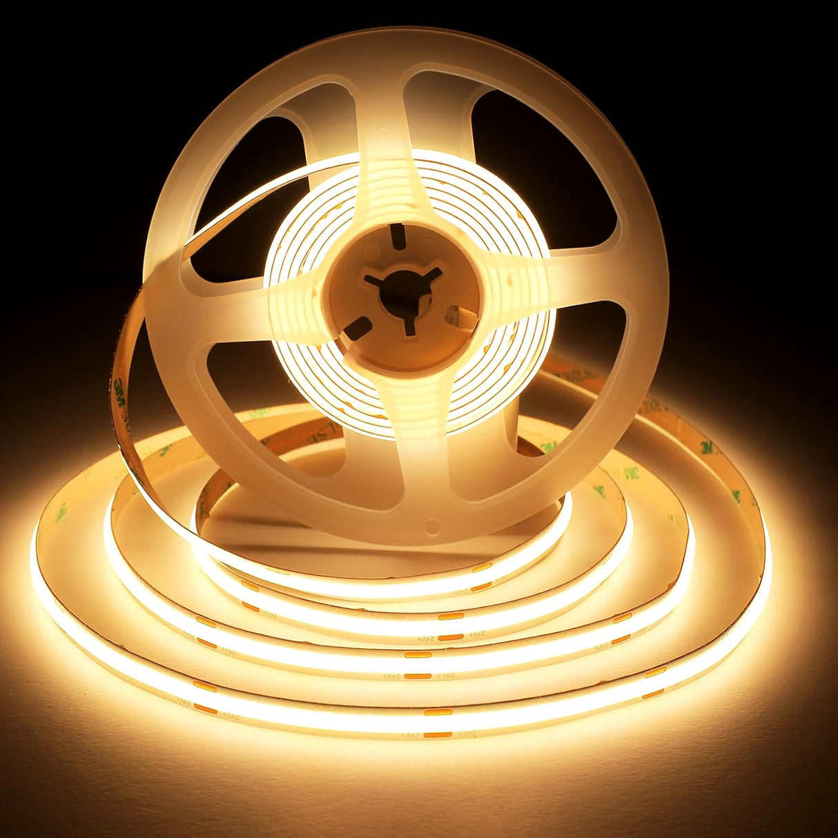 24V Seamless Dotless LED Tape Strip Light | 5W COB LED | Dimmable | Very Warm White 2700K | Sold Per Metre