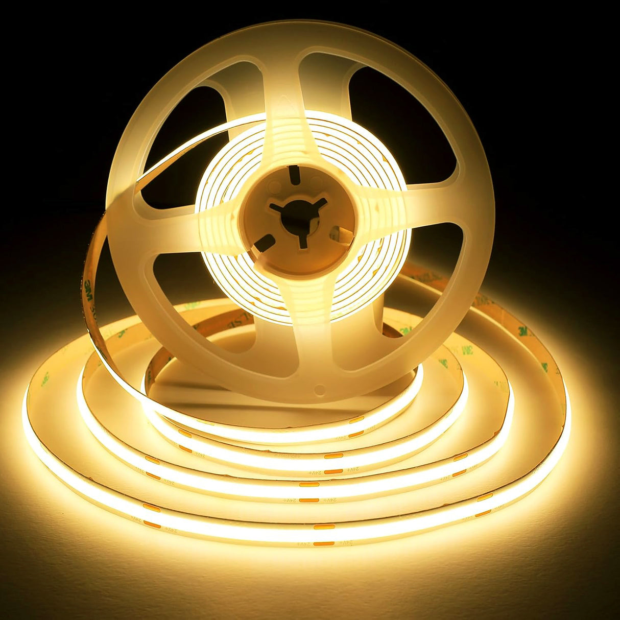 24V Seamless Dotless LED Tape Strip Light | 5W COB LED | Dimmable | Warm White 3000K | Sold Per Metre