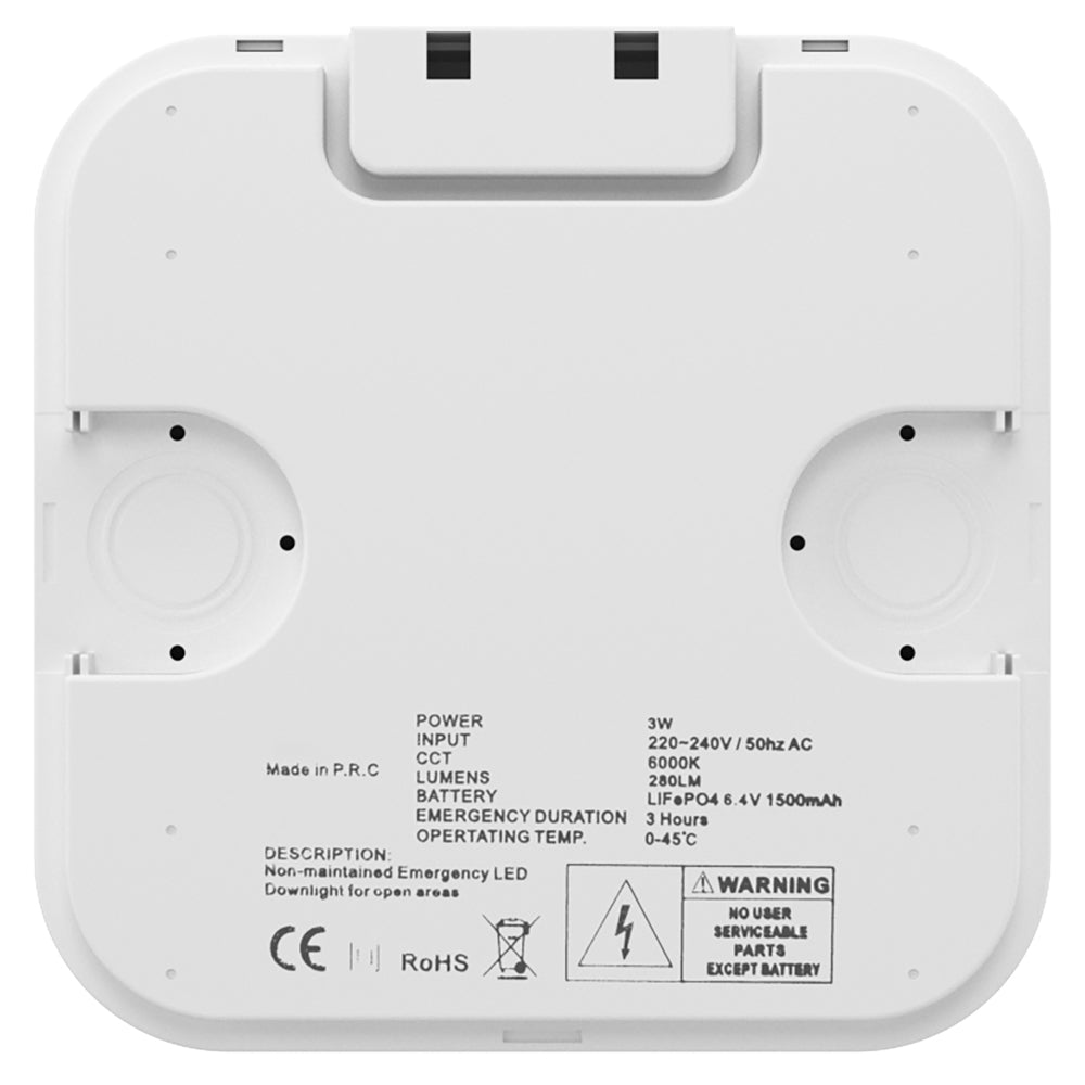 ASPEN Surface LED Downlight Ceiling Spot Light | LED 3W 280lm | 6000K Daylight | IP44 White | 3hr Emergency | Open Lens