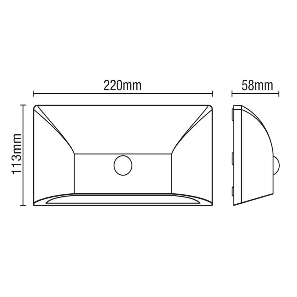 POOLE | Outdoor Curved Down Wall Light PIR Fitting | 5W LED | 4000K Neutral White | IP55 | Black | Motion Sensor