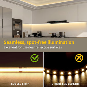 24V Seamless Dotless LED Tape Strip Light | 5W COB LED | Dimmable | Neutral White 4000K | Sold Per Metre