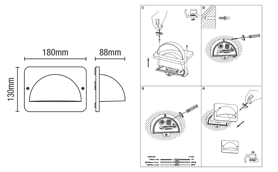 RENNES | Outdoor Curved Half Moon Down Wall Light Fitting | 10W LED | 4000K Neutral White | IP54 | Black