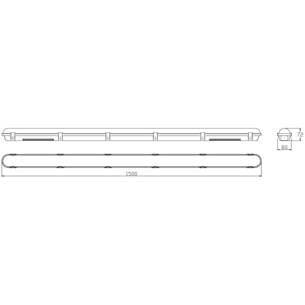 BATTERSEA Non-Corrosive LED Batten Light | 5ft Single 4200lm | CCT Tri-Colour & Multi Wattage | IP66 | Microwave Sensor