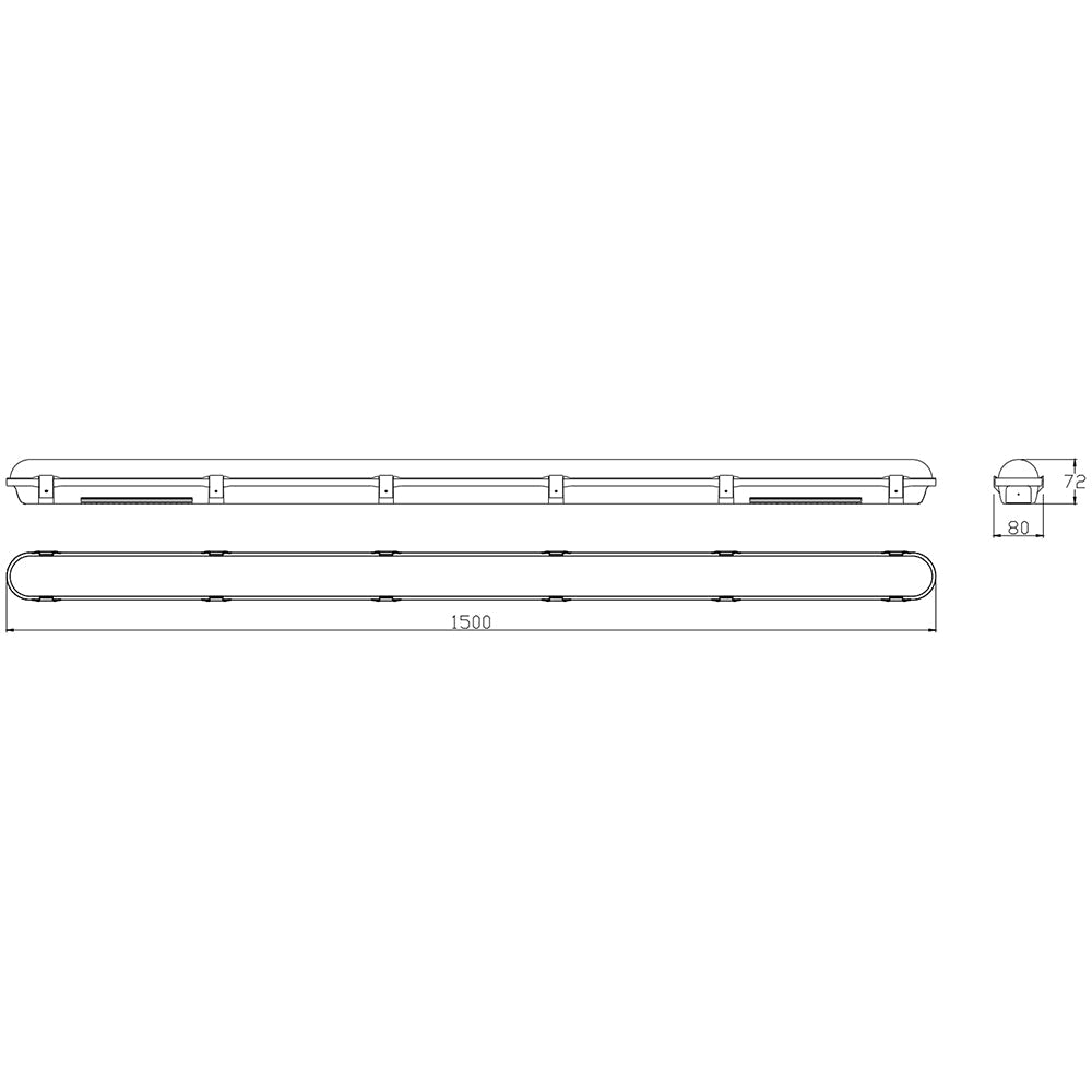 BATTERSEA Non-Corrosive LED Batten Light | 5ft Single 4200lm | CCT Tri-Colour & Multi Wattage | IP66 | Emergency