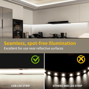 24V Seamless Dotless LED Tape Strip Light | 5W COB LED | Dimmable | Daylight White 6000K | Sold Per Metre