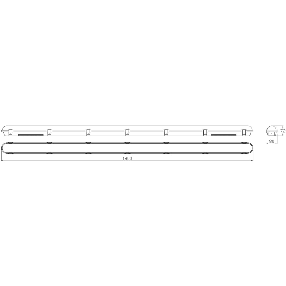 BATTERSEA Non-Corrosive LED Batten Light | 6ft Single 4800lm | CCT Tri-Colour & Multi Wattage | IP66 | Standard