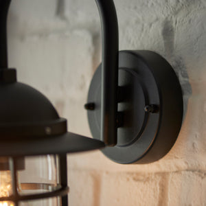 PORT | Outdoor Fisherman Cage Lantern Porch Barn Wall Light | E27 | IP44 | Matt Black