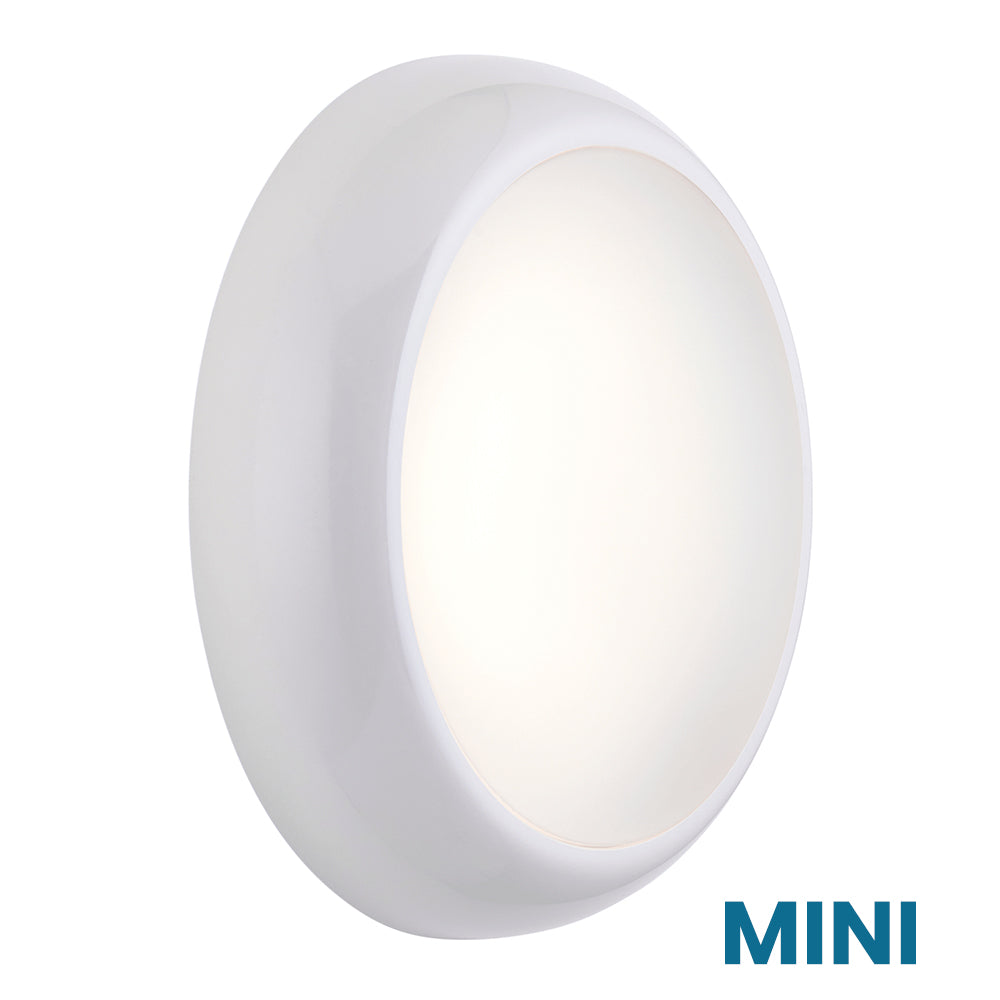 ACTON MINI Small 251mm Slim Bulkhead Light | LED Multi Wattage 1200lm | Tri-Colour CCT | IP65 | White | Microwave Emergency