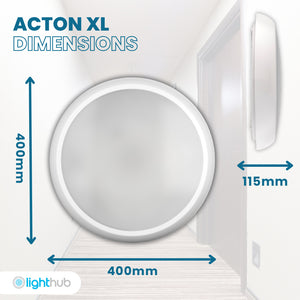 ACTON XL Large 400mm Slim Bulkhead Light | LED Multi Wattage 2800lm | Tri-Colour CCT | IP65