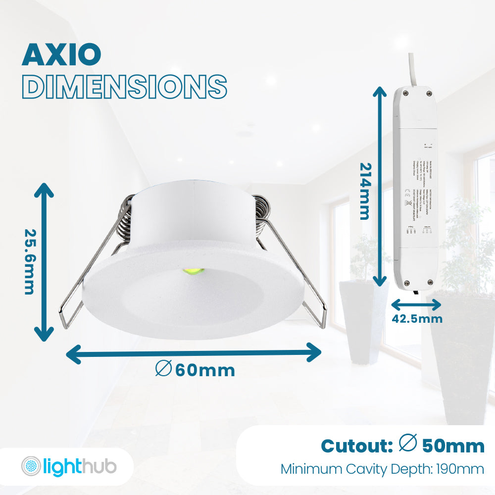 AXIO Mini Non Maintained LED Downlight Pin Spot Light | LED 2W 150lm | 6500K Daylight | IP20 | 3hr Emergency