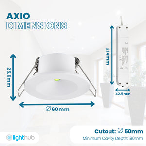 AXIO Mini Non Maintained LED Downlight Pin Spot Light | LED 2W 150lm | 6500K Daylight | IP20 | 3hr Emergency