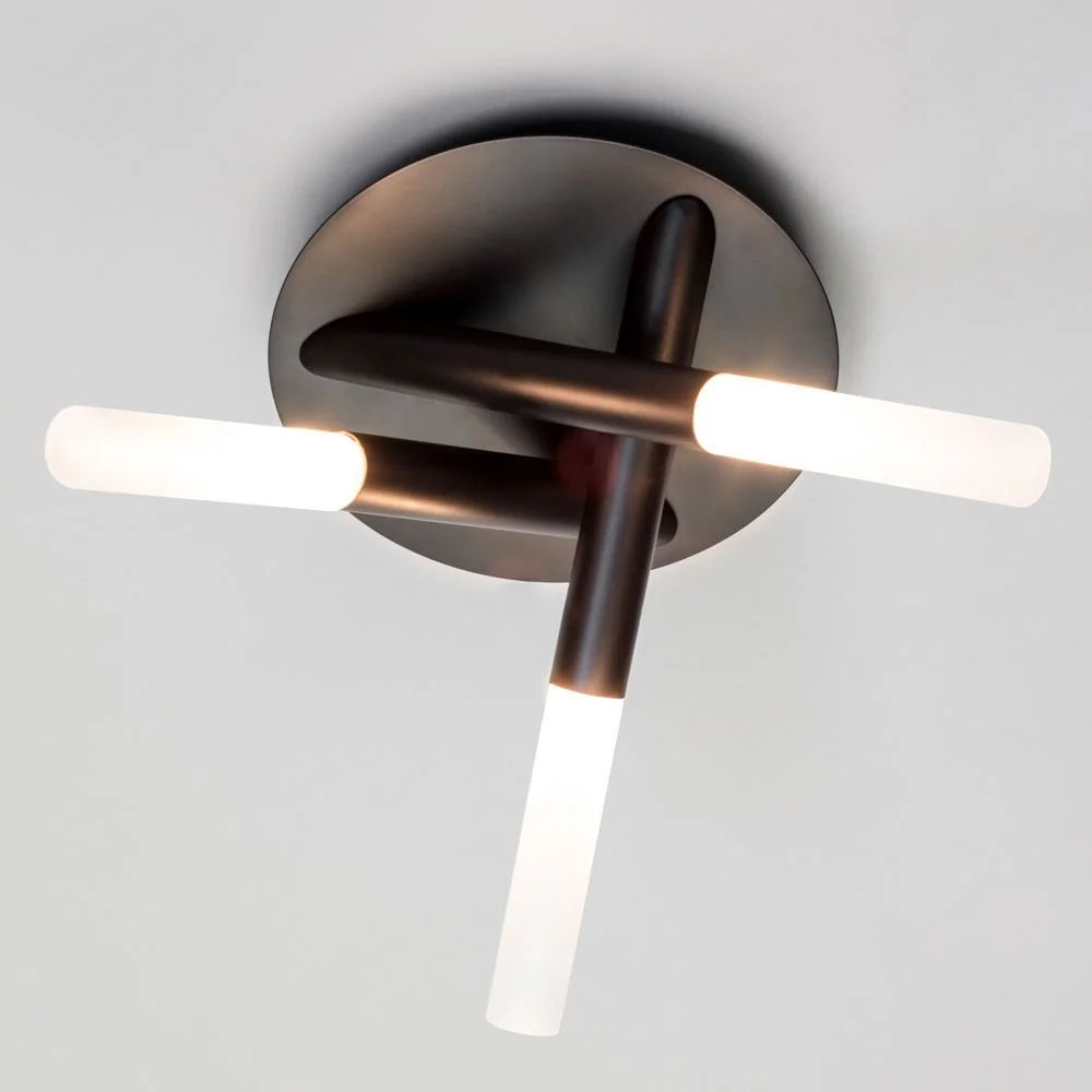 CRUX | Triple Semi Flush Tubular Bathroom Waterproof Ceiling Spotlight Fitting | G9 | IP44 | Matt Black