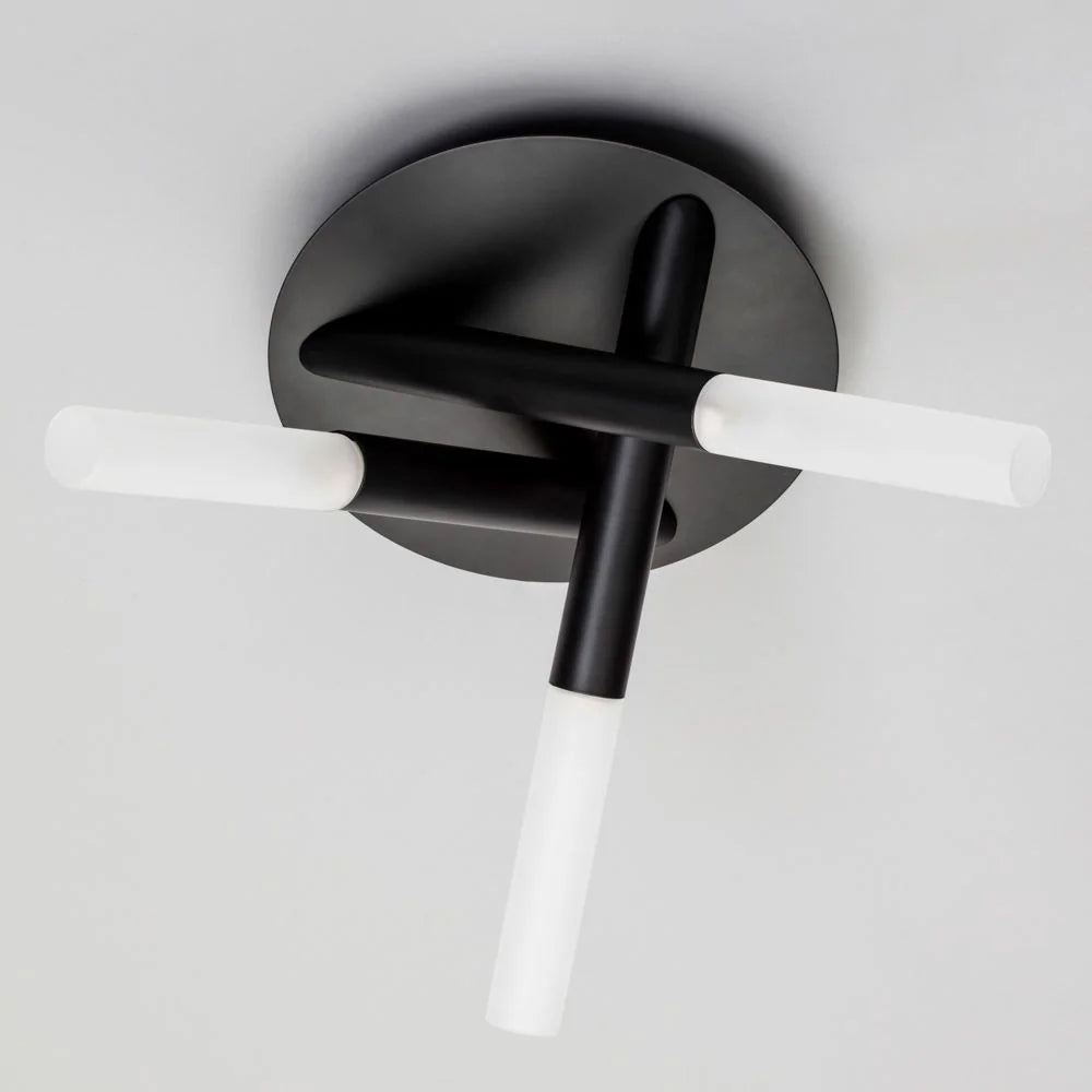 CRUX | Triple Semi Flush Tubular Bathroom Waterproof Ceiling Spotlight Fitting | G9 | IP44 | Matt Black