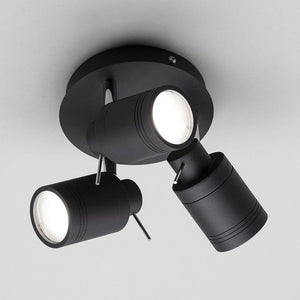 SCORPIUS | Triple Semi Flush Waterproof Ceiling Bathroom Spot Light Fitting | GU10 | IP44 | Matt Black