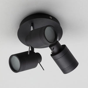 SCORPIUS | Triple Semi Flush Waterproof Ceiling Bathroom Spot Light Fitting | GU10 | IP44 | Matt Black