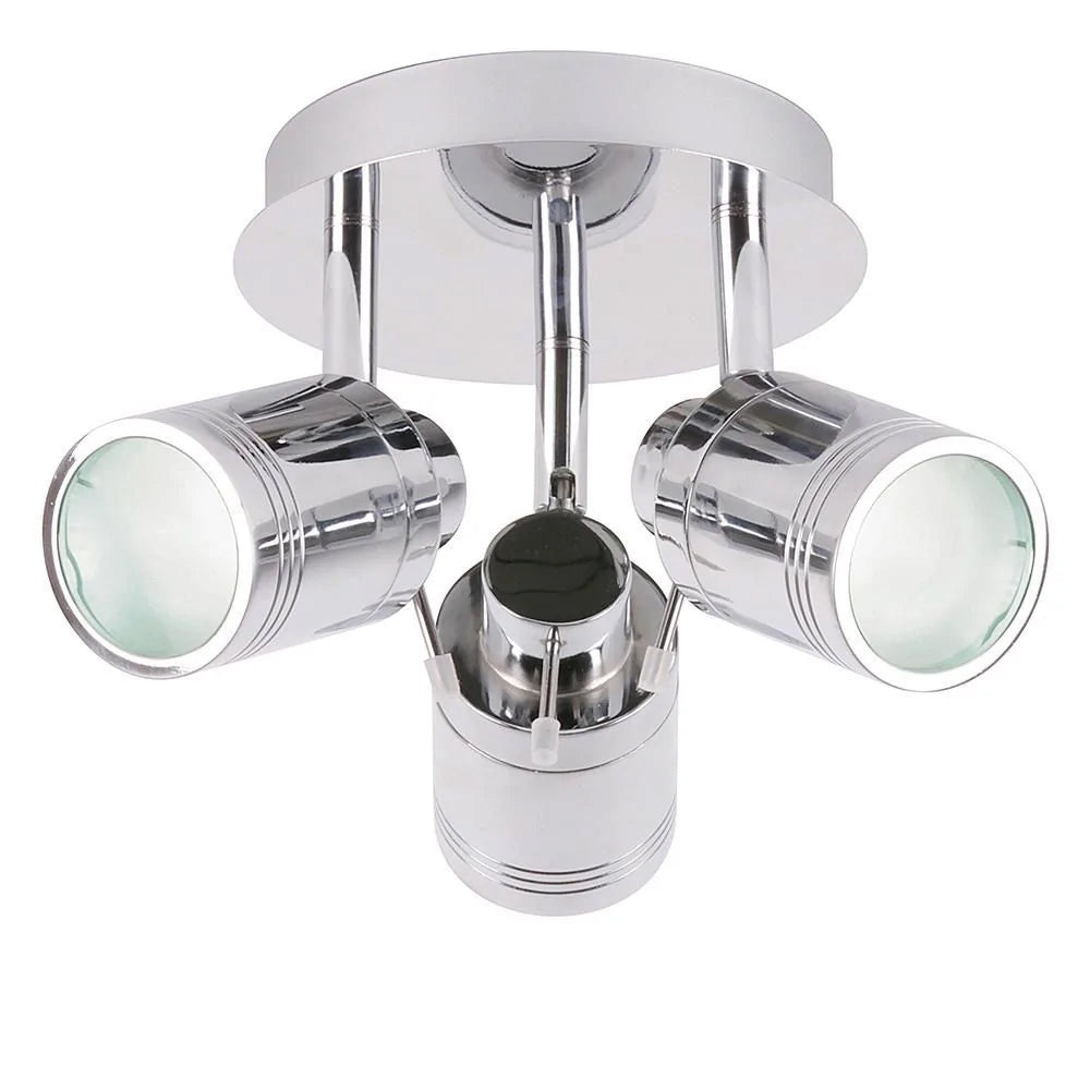 SCORPIUS | Triple Semi Flush Waterproof Ceiling Bathroom Spot Light Fitting | GU10 | IP44 | Polished Chrome