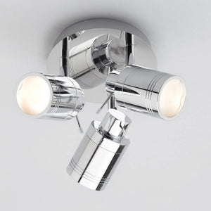 SCORPIUS | Triple Semi Flush Waterproof Ceiling Bathroom Spot Light Fitting | GU10 | IP44 | Polished Chrome