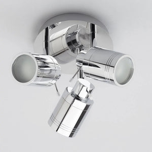 SCORPIUS | Triple Semi Flush Waterproof Ceiling Bathroom Spot Light Fitting | GU10 | IP44 | Polished Chrome