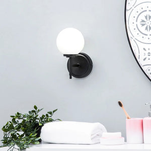 PORTO | Globe Glass Waterproof Bathroom Kitchen Wall Light Fitting | G9 | IP44 | Black