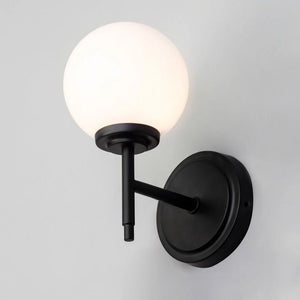 PORTO | Globe Glass Waterproof Bathroom Kitchen Wall Light Fitting | G9 | IP44 | Black