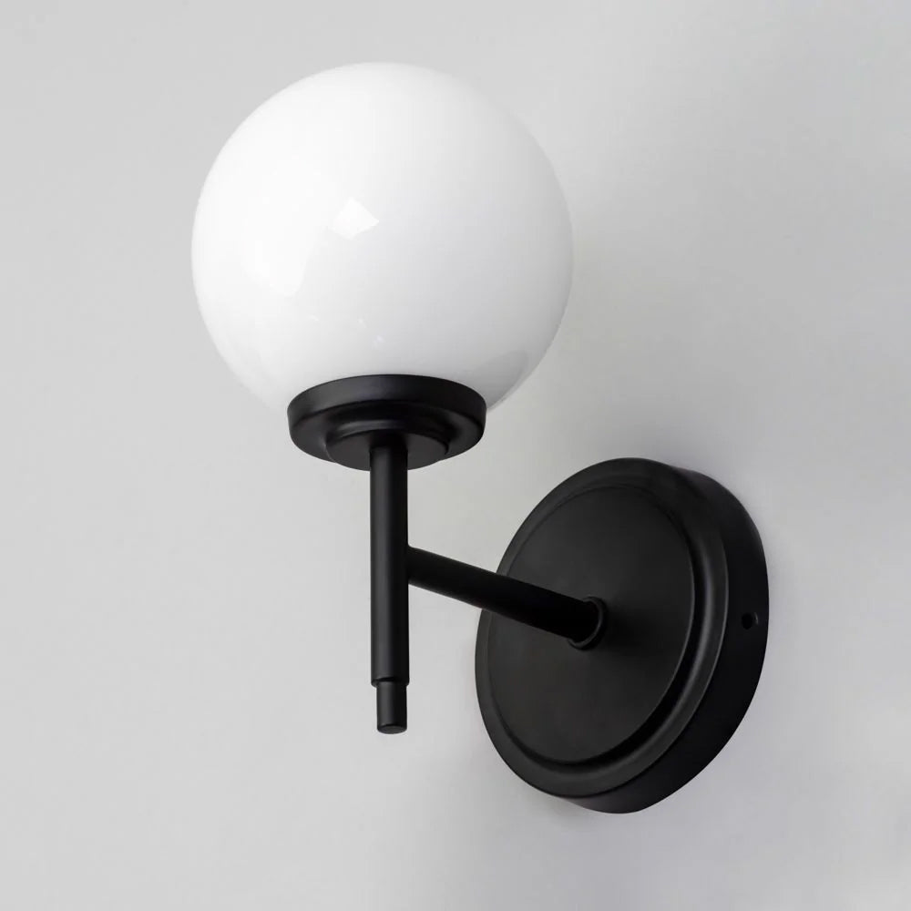 PORTO | Globe Glass Waterproof Bathroom Kitchen Wall Light Fitting | G9 | IP44 | Black