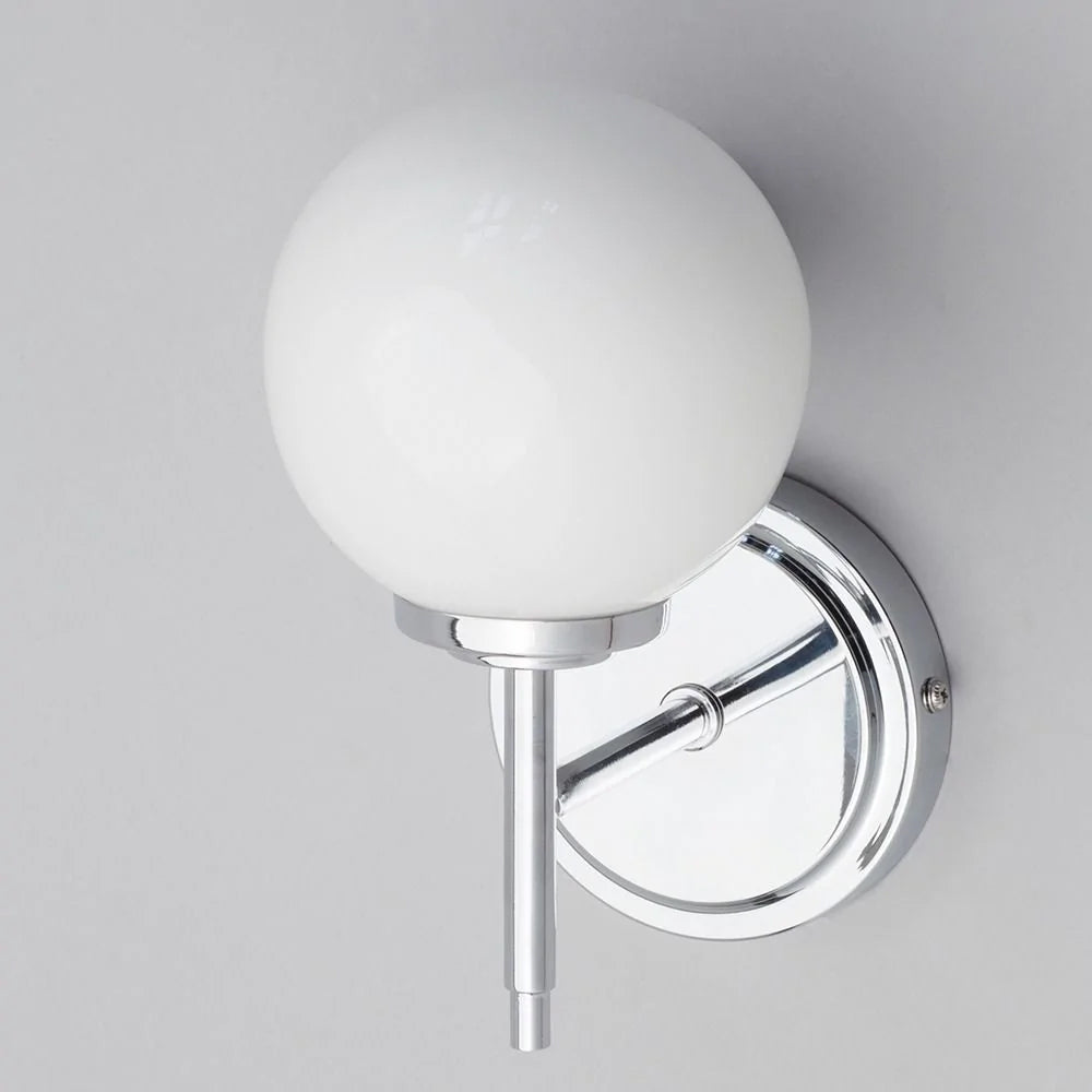 PORTO | LED Globe Glass Bathroom Wall Light Fitting | G9 4000K Neutral White Dimmable | IP44 | Polished Chrome