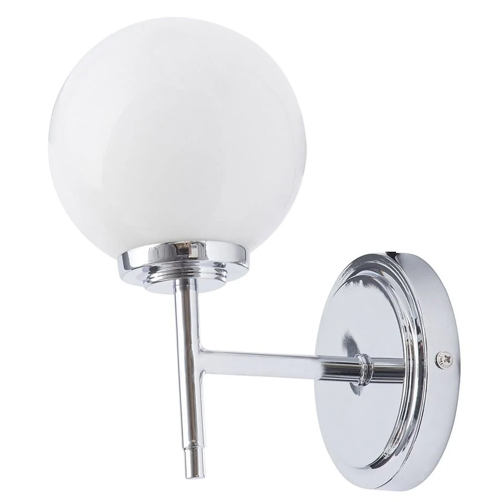 PORTO | LED Globe Glass Bathroom Wall Light Fitting | G9 4000K Neutral White Dimmable | IP44 | Polished Chrome