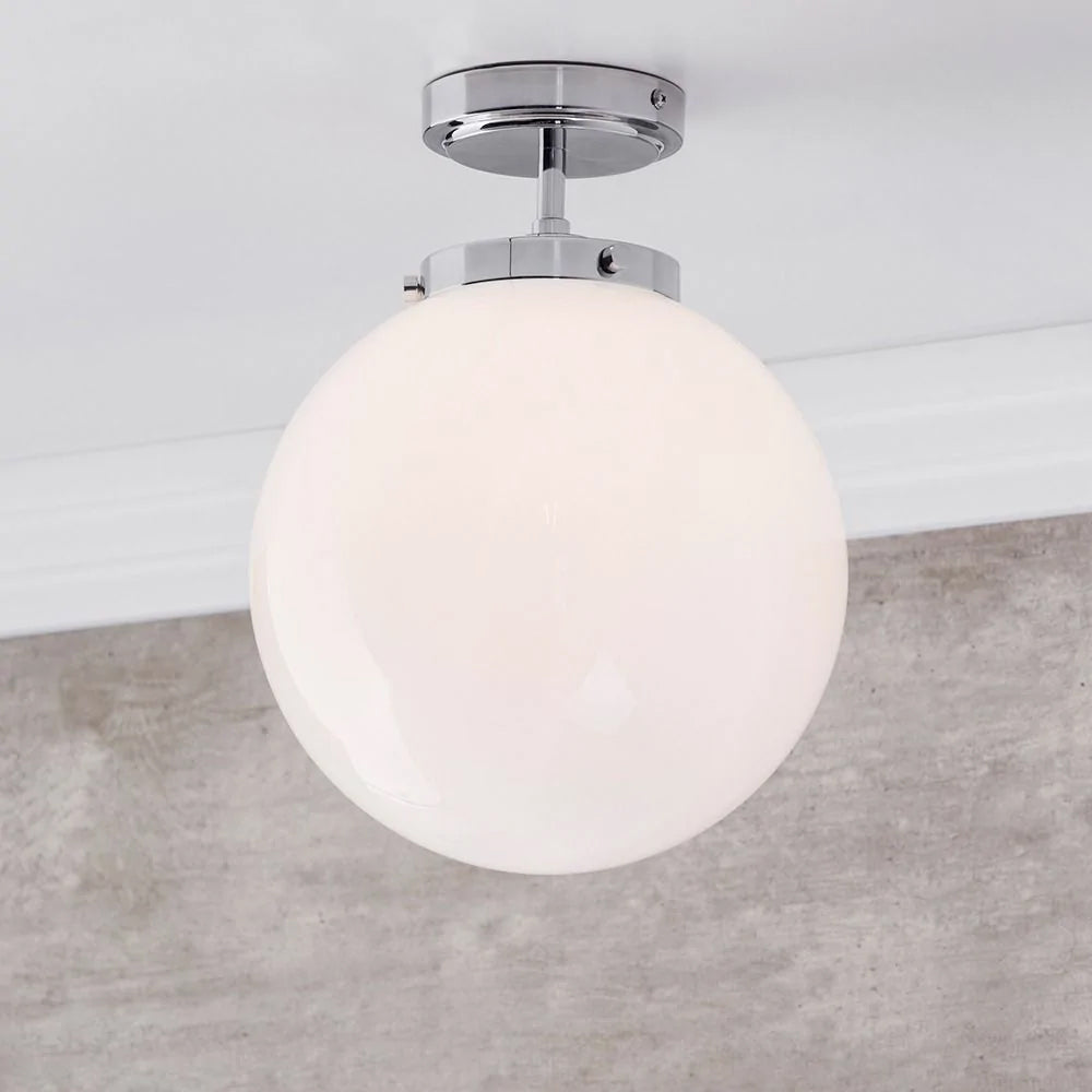 PORTO | Globe Glass Waterproof Ceiling Light Fitting | G9 | IP44 | Polished Chrome