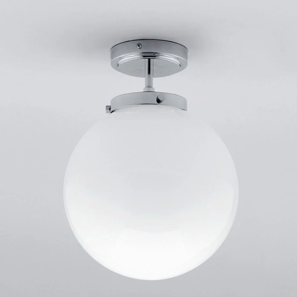 PORTO | Globe Glass Waterproof Ceiling Light Fitting | G9 | IP44 | Polished Chrome