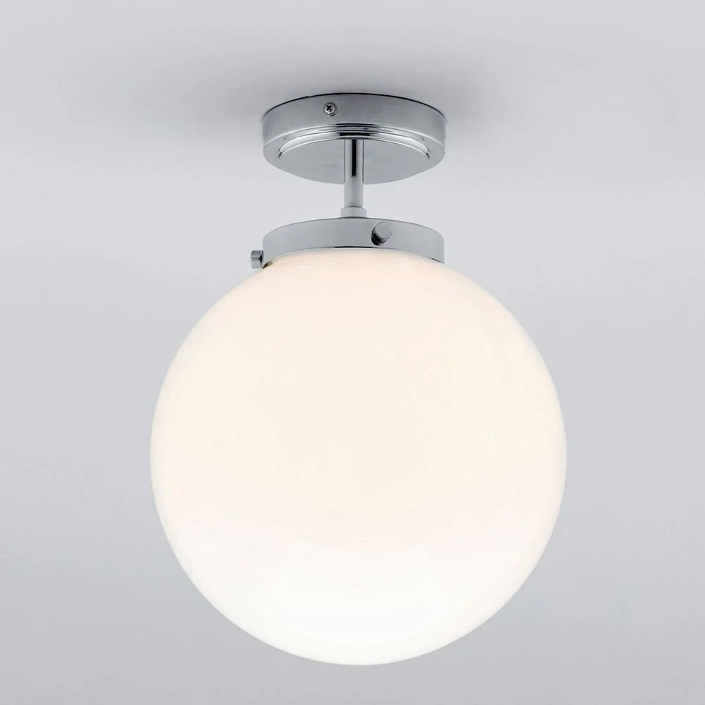 PORTO | Globe Glass Waterproof Ceiling Light Fitting | G9 | IP44 | Polished Chrome