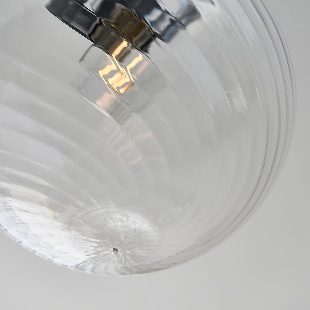 MILSTON | Globe Glass Waterproof Spiral Dimmable Ceiling Light Semi-Flush Fitting | E27 | IP44 | Polished Chrome