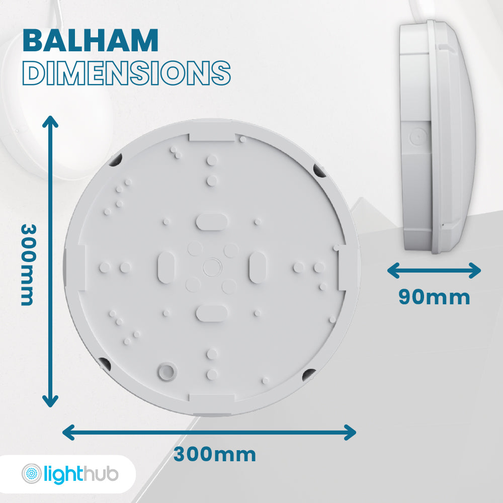 BALHAM PRO Drum Bulkhead Light Fitting | LED Multi Wattage | CCT 5-Colour | IP65 | Standard Model