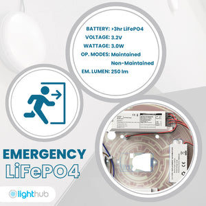 BALHAM PRO Drum Bulkhead Light Fitting | LED Multi Wattage | CCT 5-Colour  | IP65 | 3hr Emergency Function