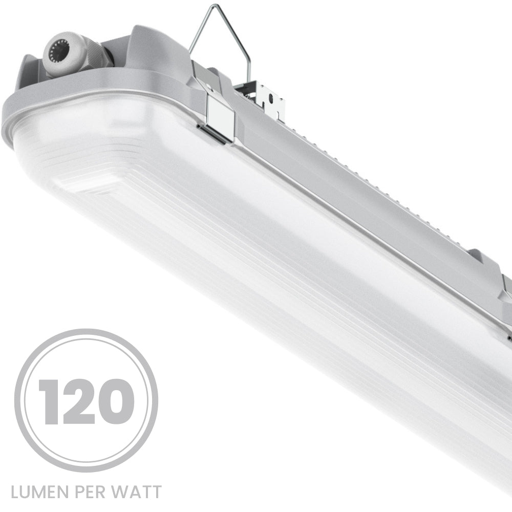 BATTERSEA Non-Corrosive LED Batten Light | 6ft Twin 9600lm | CCT Tri-Colour & Multi Wattage | IP66 | Emergency + Microwave Sensor