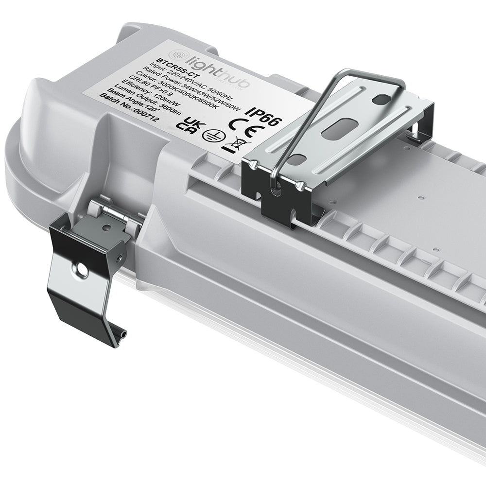 BATTERSEA Non-Corrosive LED Batten Light | 5ft Single 4200lm | CCT Tri-Colour & Multi Wattage | IP66 | Emergency