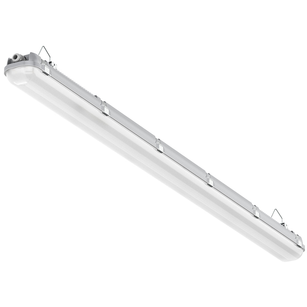 BATTERSEA Non-Corrosive LED Batten Light | 5ft Twin 7200lm | CCT Tri-Colour & Multi Wattage | IP66 | Emergency + Microwave Sensor