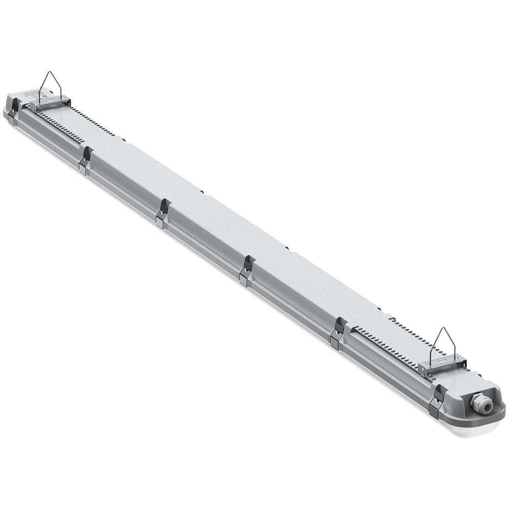 BATTERSEA Non-Corrosive LED Batten Light | 5ft Twin 7200lm | CCT Tri-Colour & Multi Wattage | IP66 | Emergency + Microwave Sensor