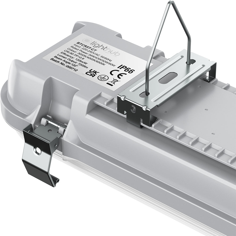 BATTERSEA Non-Corrosive LED Batten Light | 5ft Twin 7200lm | CCT Tri-Colour & Multi Wattage | IP66 | Microwave Sensor