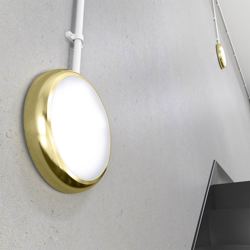 EUSTON TRINITY Slim Bulkhead Light | LED Multi Wattage 2160lm | Tri-Colour CCT | IP65 | Brass | 3hr Emergency