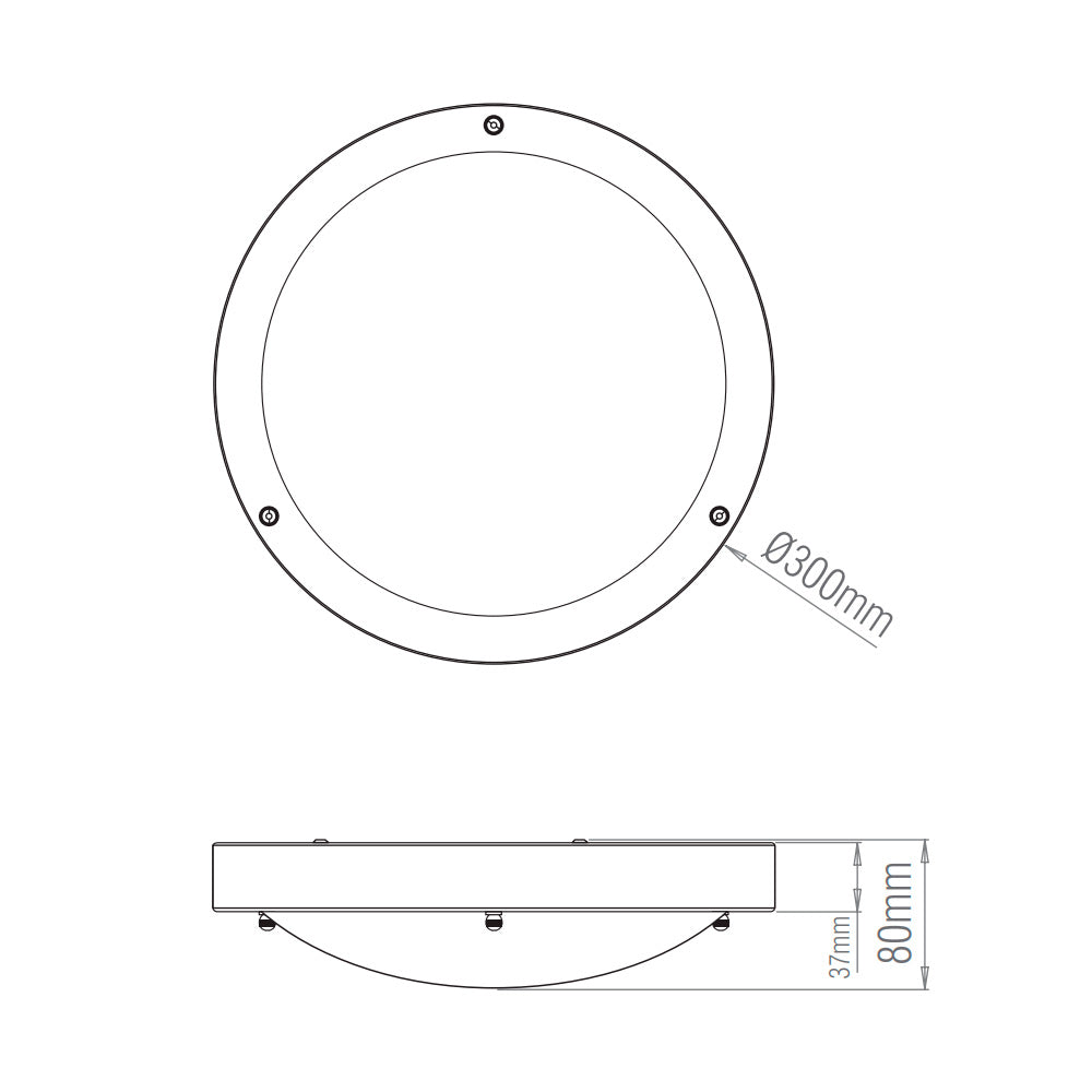 Slim Round Bathroom Bulkhead Ceiling Light Fitting | E27 | IP44 | Brushed Chrome