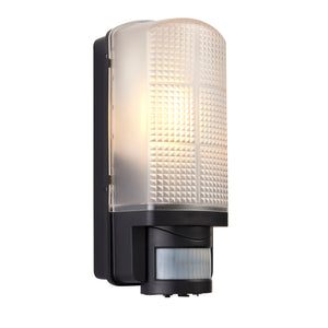 Outdoor Bulkhead Wall Light Fitting | LED CCT 8W E27 | CCT Tri-Colour | IP44 | PIR Motion Sensor | Black