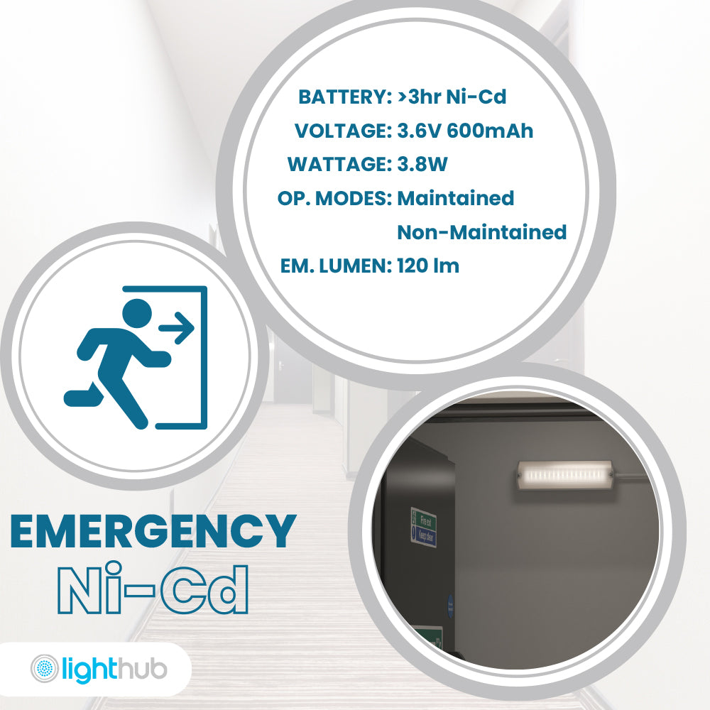 3.5W IP65 LED Emergency Bulkhead Light Fire Exit Sign Legend 3hr Maintained with Optional Sticker Legends