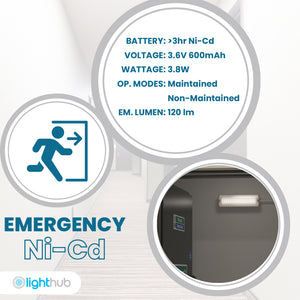 3.5W IP65 LED Emergency Bulkhead Light Fire Exit Sign Legend 3hr Maintained