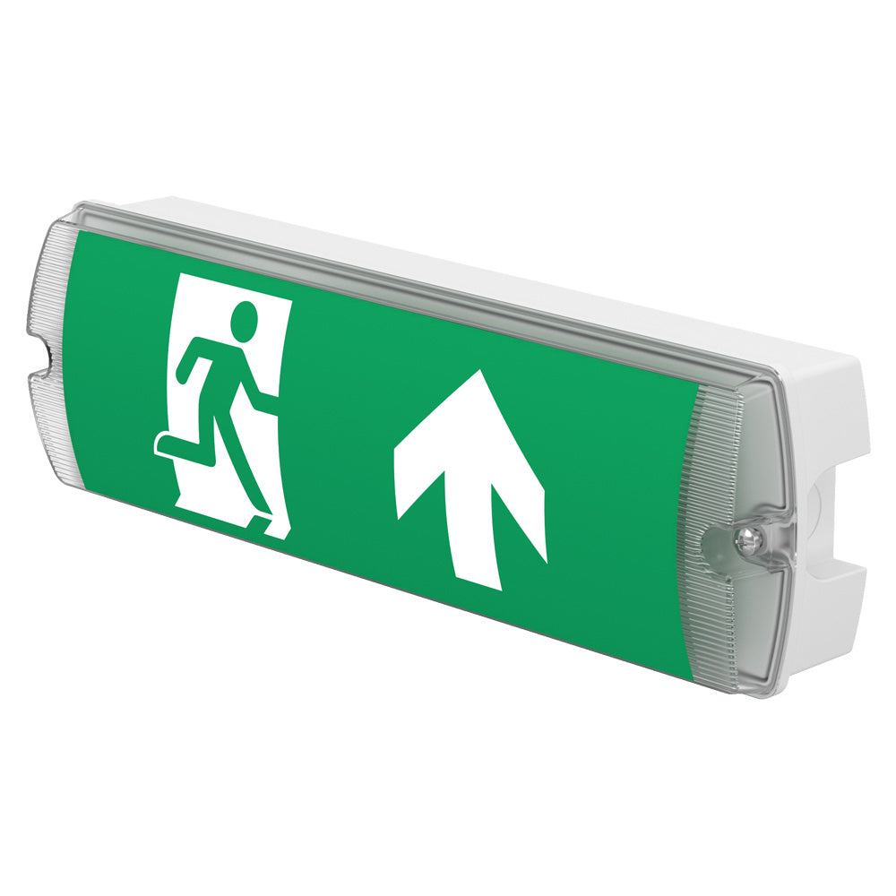 APEX Rectangle Fire Exit Bulkhead Light Fitting | LED 3.5W 254lm | 4000K Daylight White | IP65 | 3hr Emergency SELF TEST