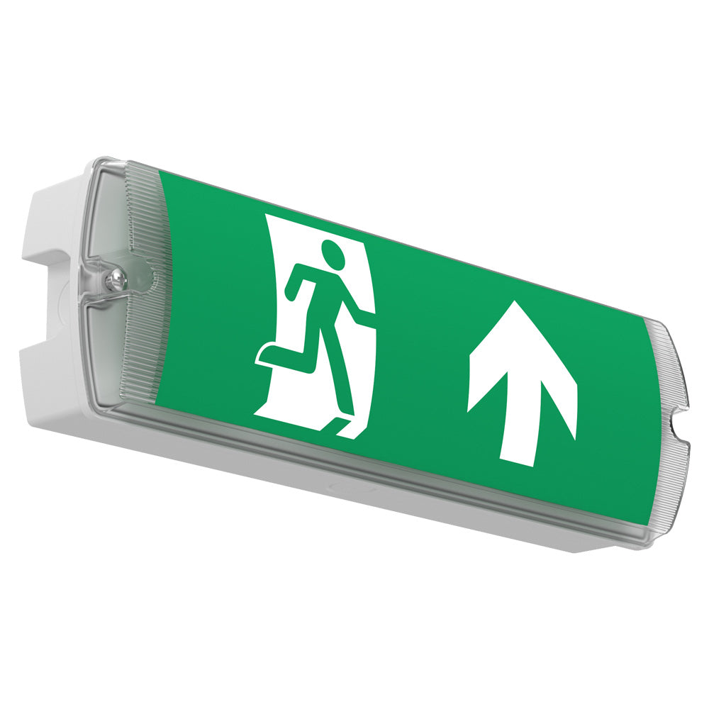 APEX Rectangle Fire Exit Bulkhead Light Fitting | LED 3.5W 254lm | 4000K Daylight White | IP65 | 3hr Emergency SELF TEST