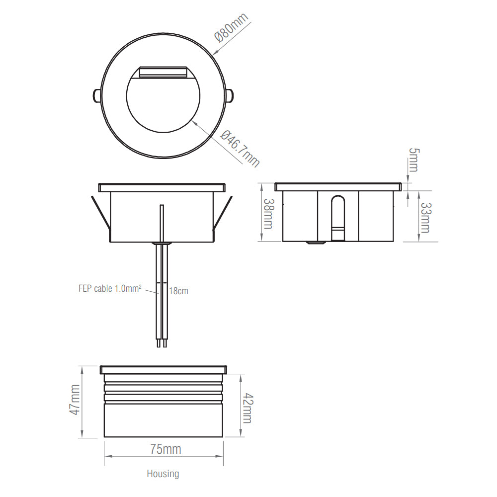 Recessed Indirect Round Wall Step Brick Stair Light for Indoor / Outdoor | LED CCT 1.5W | IP65 | 3000K, 4000K & 6500K | White