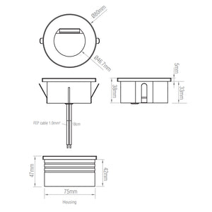 Recessed Indirect Round Wall Step Brick Stair Light for Indoor / Outdoor | LED CCT 1.5W | IP65 | 3000K, 4000K & 6500K | White